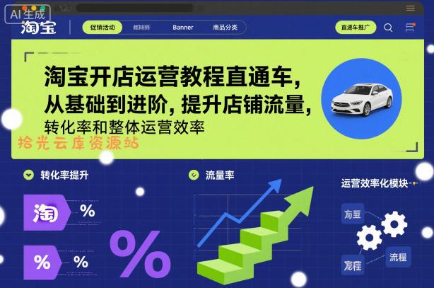 淘宝开店运营教程直通车,从基础到进阶,提升店铺流量,转化率和整体运营效率(更新11月)-口袋盘资源站-网盘资源