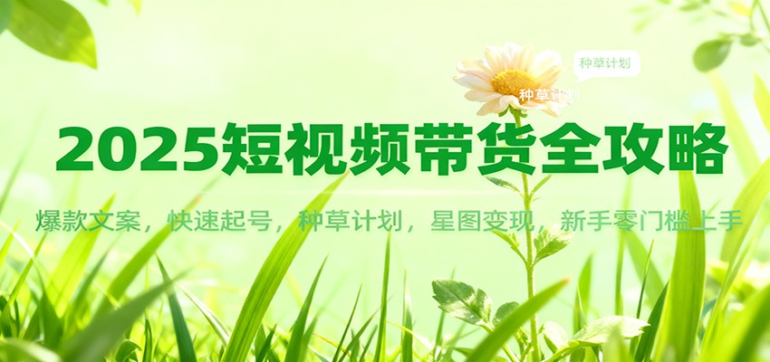 2025短视频带货全攻略:爆款文案,快速起号,种草计划,星图变现,新手零门槛上手-口袋盘资源站-网盘资源